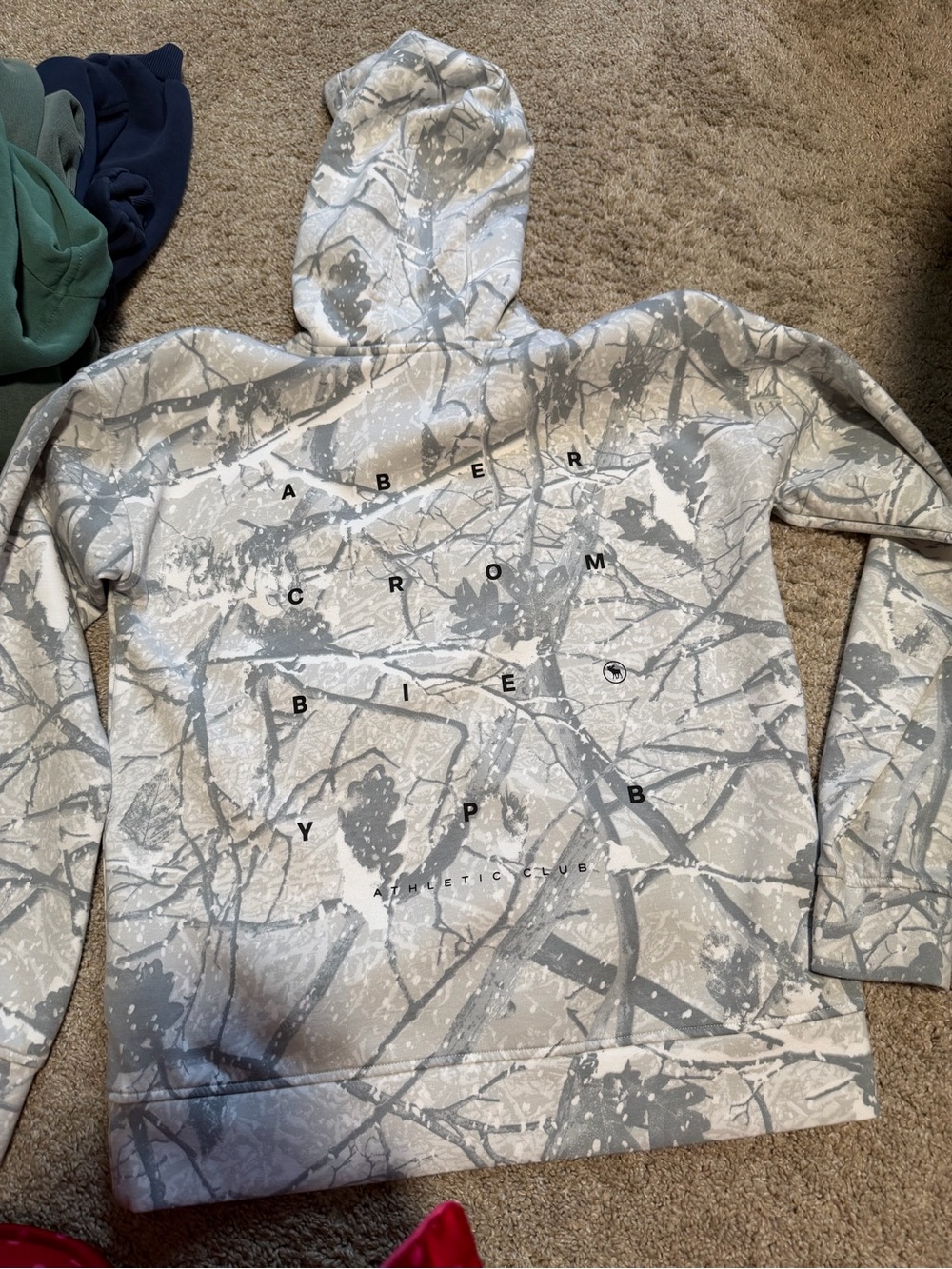Abercrombie & Fitch Men's Gray Camo Zip-Up Hoodie